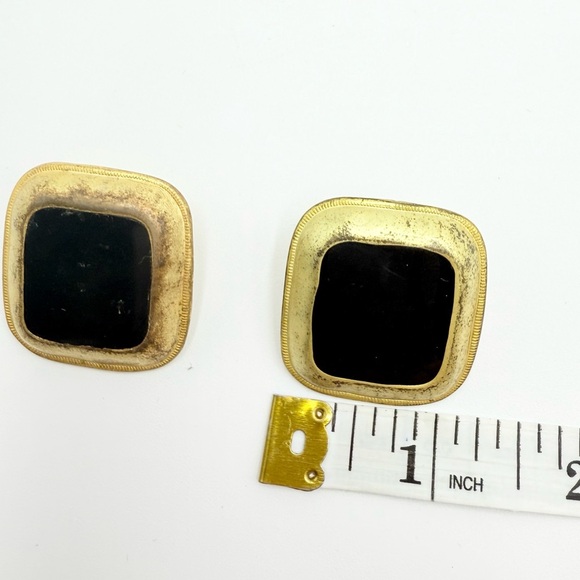 Vintage Gold Enamel Designer Earrings - Picture 5 of 5